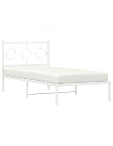 Giroletto con Testiera Metallo Bianco 90x190 cm