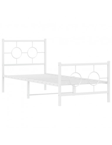 Giroletto con Testiera e Pediera Metallo Bianco 80x200 cm