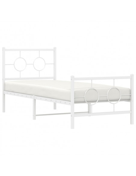 Giroletto con Testiera e Pediera Metallo Bianco 80x200 cm