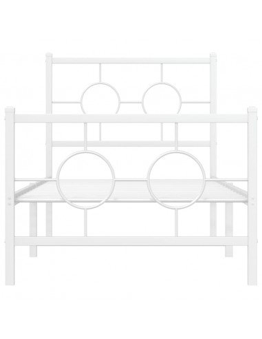 Giroletto con Testiera e Pediera Metallo Bianco 80x200 cm