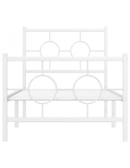 Giroletto con Testiera e Pediera Metallo Bianco 80x200 cm