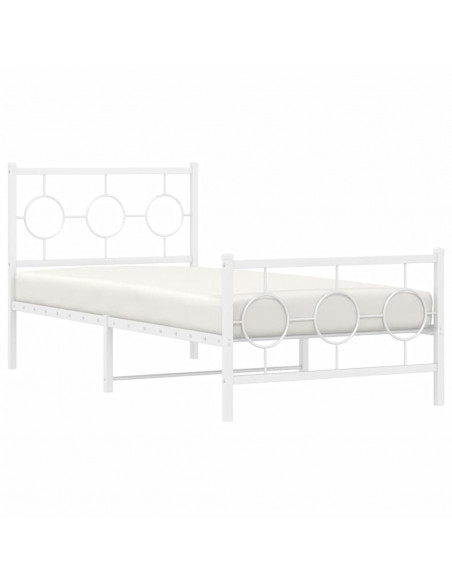 Giroletto con Testiera e Pediera Metallo Bianco 90x200 cm