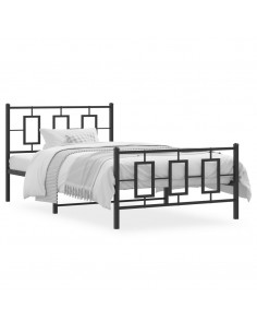 Giroletto con Testiera e Pediera Metallo Nero 107x203 cm 2