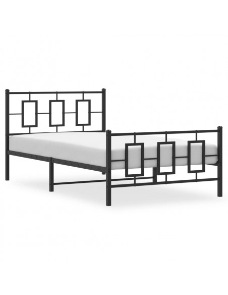 Giroletto con Testiera e Pediera Metallo Nero 107x203 cm