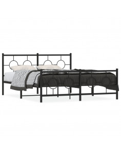 Giroletto con Testiera e Pediera Metallo Nero 150x200 cm 2