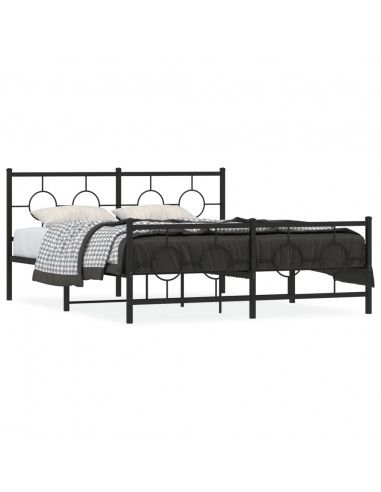 Giroletto con Testiera e Pediera Metallo Nero 150x200 cm