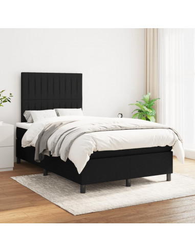 Giroletto a Molle con Materasso Nero 120x190 cm in Tessuto