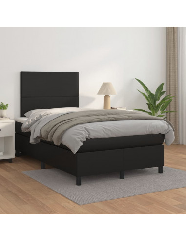 Giroletto a Molle con Materasso Nero 120x190 cm in Similpelle