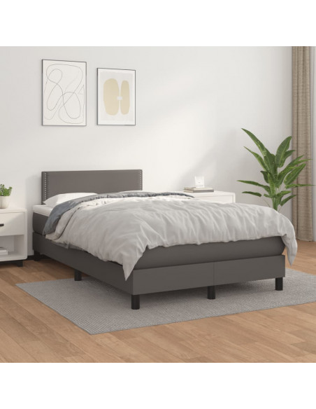 Giroletto a Molle con Materasso Grigio 120x190 cm in Similpelle