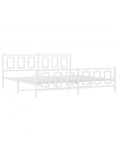 Giroletto con Testiera e Pediera Metallo Bianco 193x203 cm