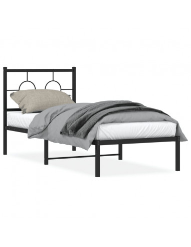 Giroletto con Testiera in Metallo Nero 75x190 cm