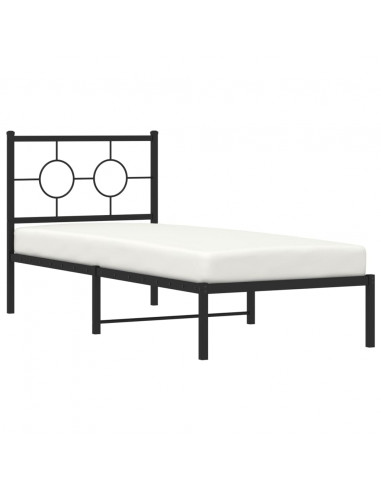 Giroletto con Testiera in Metallo Nero 75x190 cm