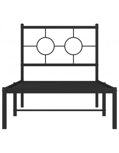 Giroletto con Testiera in Metallo Nero 75x190 cm