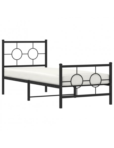 Giroletto con Testiera e Pediera Metallo Nero 80x200 cm