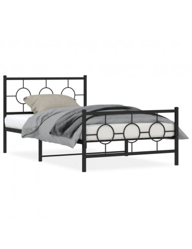 Giroletto con Testiera e Pediera Metallo Nero 107x203 cm