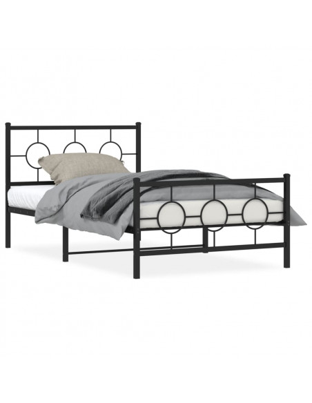 Giroletto con Testiera e Pediera Metallo Nero 107x203 cm