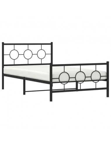 Giroletto con Testiera e Pediera Metallo Nero 107x203 cm