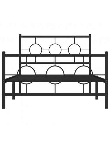 Giroletto con Testiera e Pediera Metallo Nero 107x203 cm