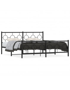 Giroletto con Testiera e Pediera Metallo Nero 183x213 cm 2