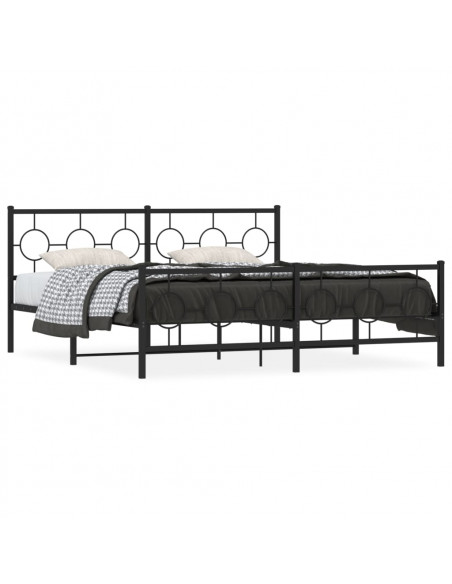 Giroletto con Testiera e Pediera Metallo Nero 183x213 cm