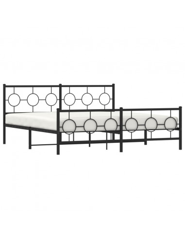 Giroletto con Testiera e Pediera Metallo Nero 183x213 cm