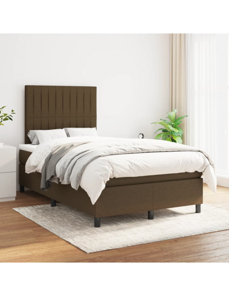 Giroletto a Molle con Materasso Marrone Scuro 120x190cm Tessuto