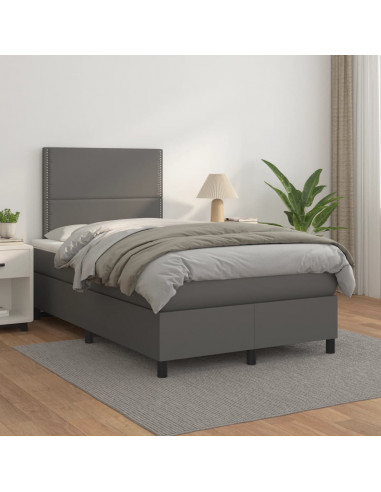 Giroletto a Molle con Materasso Grigio 120x190 cm in Similpelle