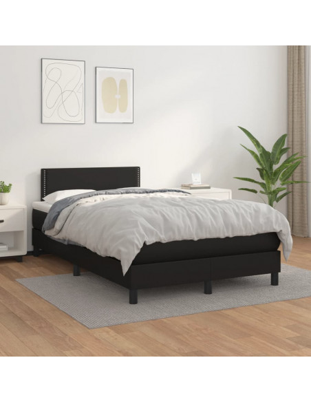 Giroletto a Molle con Materasso Nero 120x190 cm in Similpelle