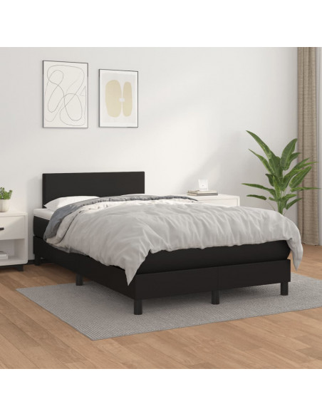 Giroletto a Molle con Materasso Nero 120x190 cm in Similpelle