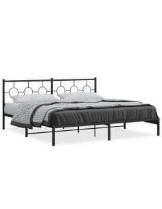 Giroletto con Testiera in Metallo Nero 193x203 cm 2