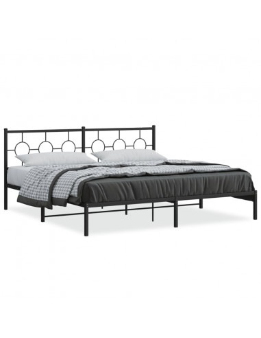 Giroletto con Testiera in Metallo Nero 193x203 cm