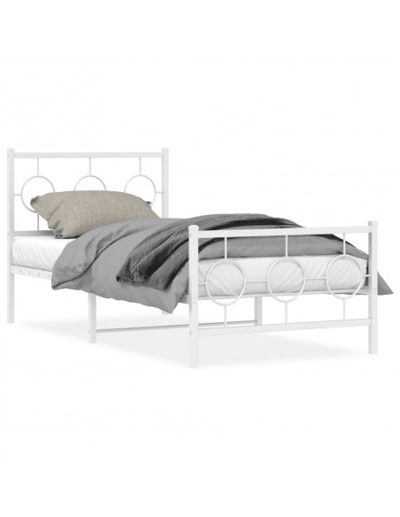 Giroletto con Testiera e Pediera Metallo Bianco 90x190 cm