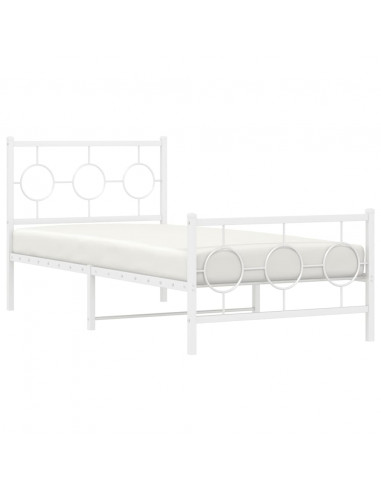 Giroletto con Testiera e Pediera Metallo Bianco 90x190 cm