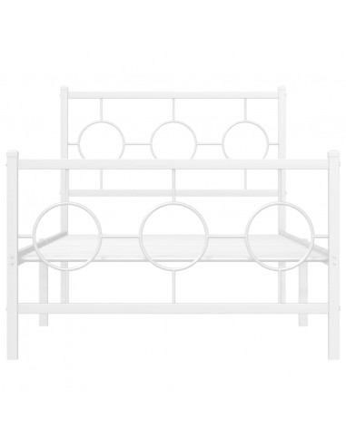 Giroletto con Testiera e Pediera Metallo Bianco 90x190 cm