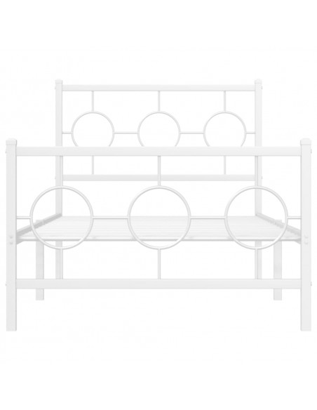 Giroletto con Testiera e Pediera Metallo Bianco 90x190 cm