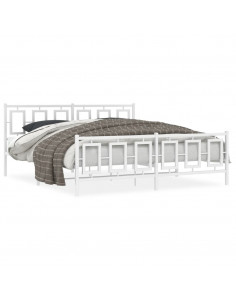 Giroletto con Testiera e Pediera Metallo Bianco 183x213 cm 2