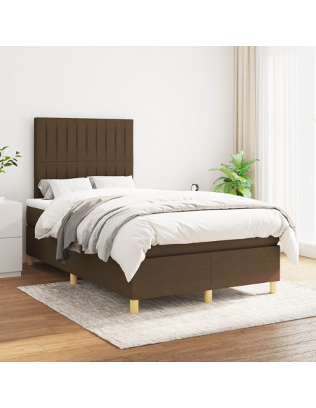 Giroletto a Molle con Materasso Marrone Scuro 120x190cm Tessuto