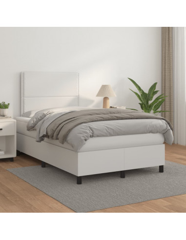 Giroletto a Molle con Materasso Bianco 120x190 cm in Similpelle