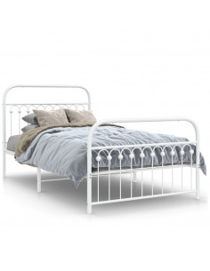 Giroletto con Testiera e Pediera Metallo Bianco 107x203 cm 2