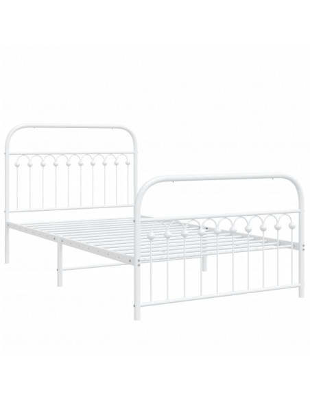 Giroletto con Testiera e Pediera Metallo Bianco 107x203 cm