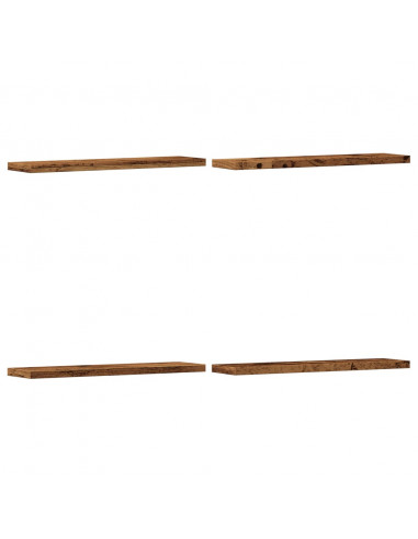 Mensole a Parete 4 pz Legno Antico 40x10x1,5 cm in Truciolato