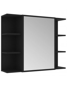 Mobile Bagno con Specchio Nero 80x20,5x64 cm Legno Multistrato 2