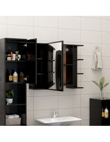 Mobile Bagno con Specchio Nero 80x20,5x64 cm Legno Multistrato