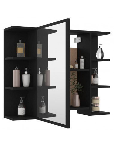 Mobile Bagno con Specchio Nero 80x20,5x64 cm Legno Multistrato