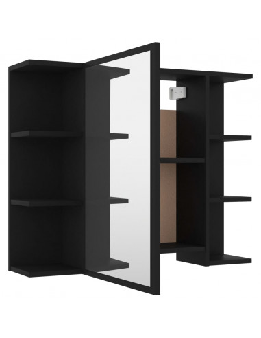 Mobile Bagno con Specchio Nero 80x20,5x64 cm Legno Multistrato