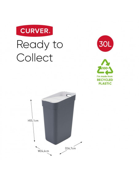 Curver Pattumiera Ready to Collect 30L Grigio Scuro