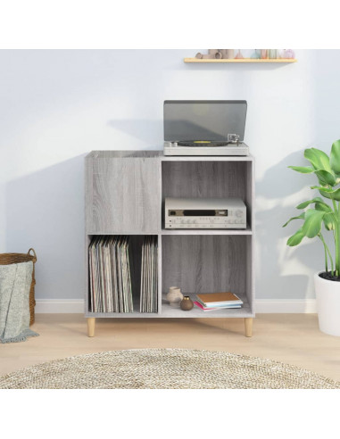 Mobile Porta Dischi Grigio Sonoma 84,5x38x89 Legno Multistrato