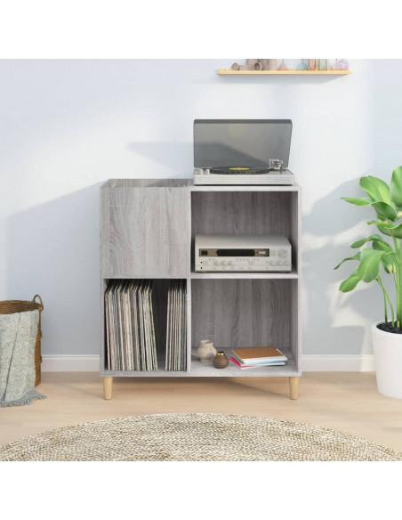 Mobile Porta Dischi Grigio Sonoma 84,5x38x89 Legno Multistrato