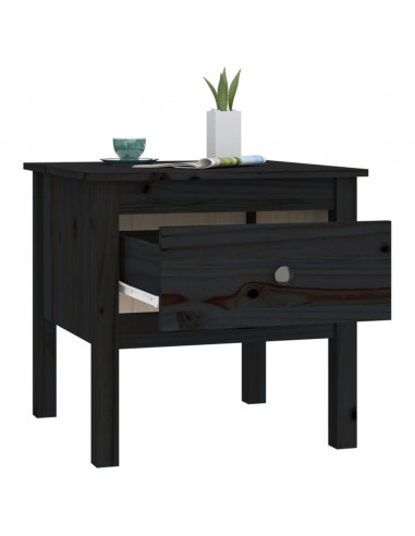 Tavolini 2 pz Neri 50x50x49 cm in Legno Massello di Pino