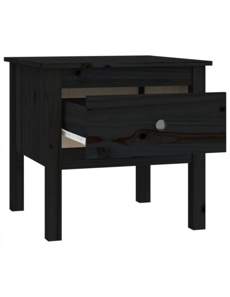 Tavolini 2 pz Neri 50x50x49 cm in Legno Massello di Pino